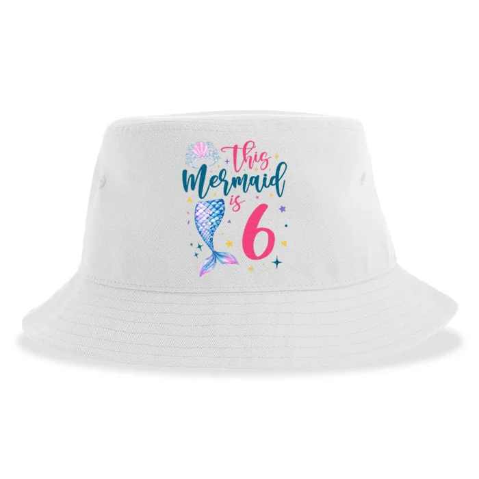 6 Year Old Mermaid Queen 6th Birthday Girl Kids Six B Day Sustainable Bucket Hat