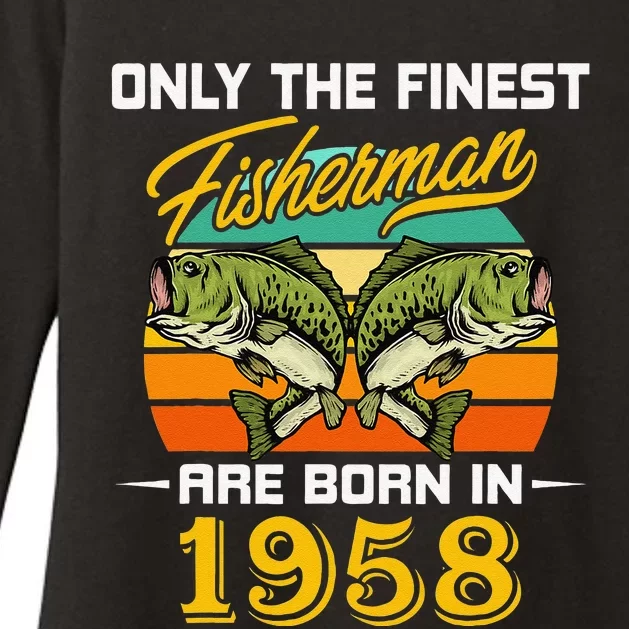 64 Years Old Fisherman Born In 1958 Fishing 64th Birthday Womens CVC Long Sleeve Shirt