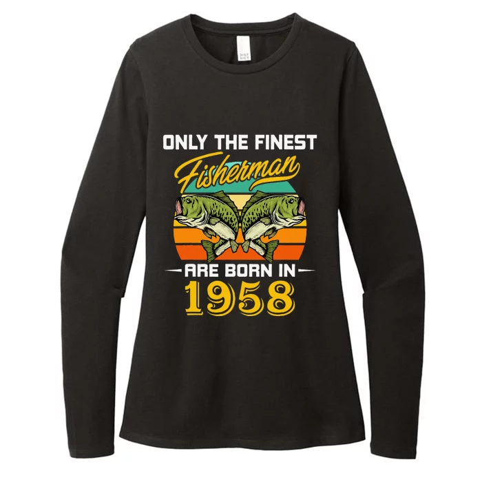 64 Years Old Fisherman Born In 1958 Fishing 64th Birthday Womens CVC Long Sleeve Shirt