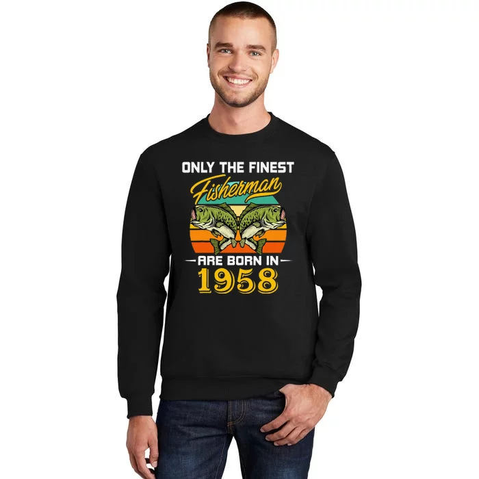 64 Years Old Fisherman Born In 1958 Fishing 64th Birthday Tall Sweatshirt