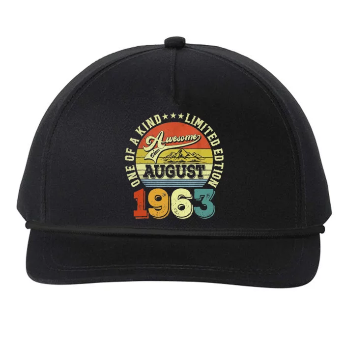 60 Years Old Gifts Awesome Since August 1963 60th Birthday Snapback Five-Panel Rope Hat