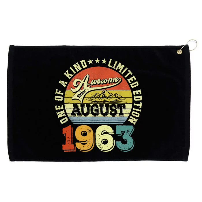 60 Years Old Gifts Awesome Since August 1963 60th Birthday Grommeted Golf Towel