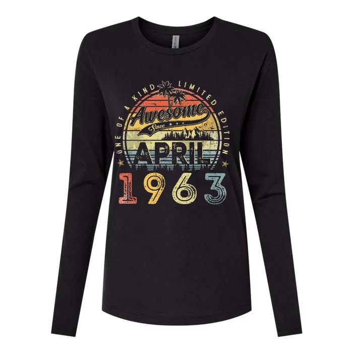 60 Year Old Awesome Since April 963 60th Birthday Womens Cotton Relaxed Long Sleeve T-Shirt