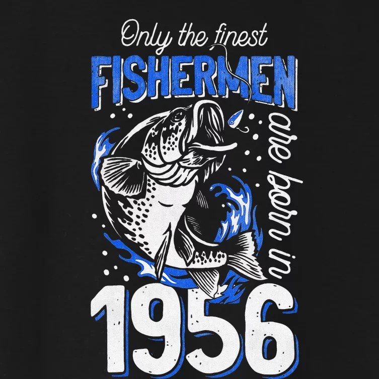 65 Years Old Fishing Fisherman 1956 65th Birthday Women's Crop Top Tee