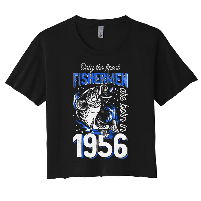 65 Years Old Fishing Fisherman 1956 65th Birthday Women's Crop Top Tee