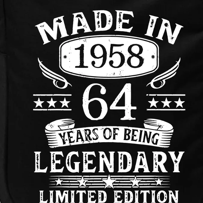 64 Years Old Made In 1958 Shirt 64th Birthday Gift Impact Tech Backpack