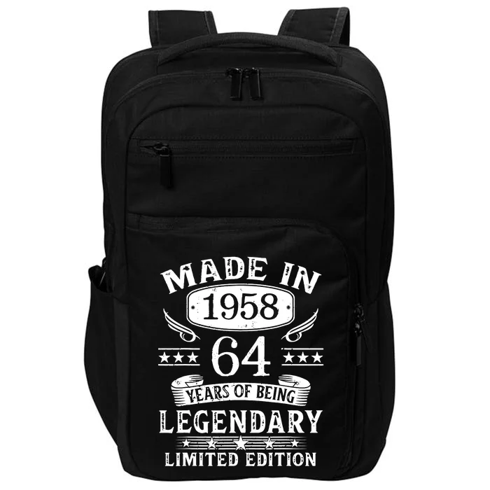 64 Years Old Made In 1958 Shirt 64th Birthday Gift Impact Tech Backpack