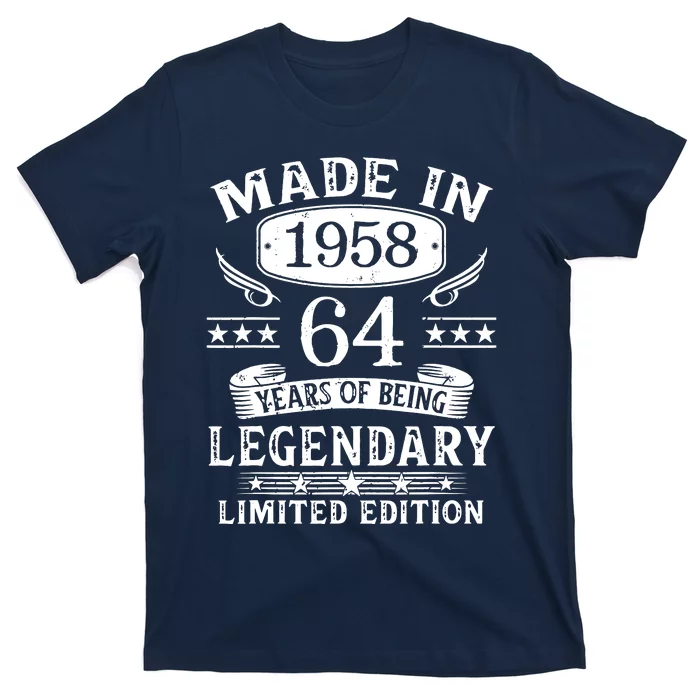 64 Years Old Made In 1958 Shirt 64th Birthday Gift T-Shirt