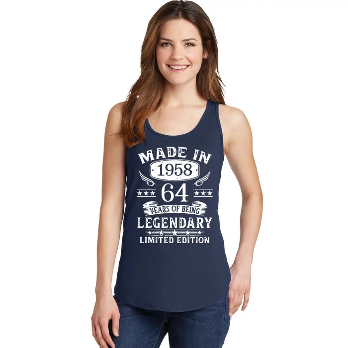 64 Years Old Made In 1958 Shirt 64th Birthday Gift Ladies Essential Tank