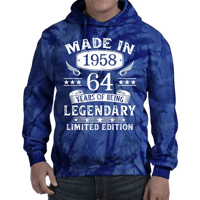 64 Years Old Made In 1958 Shirt 64th Birthday Gift Tie Dye Hoodie