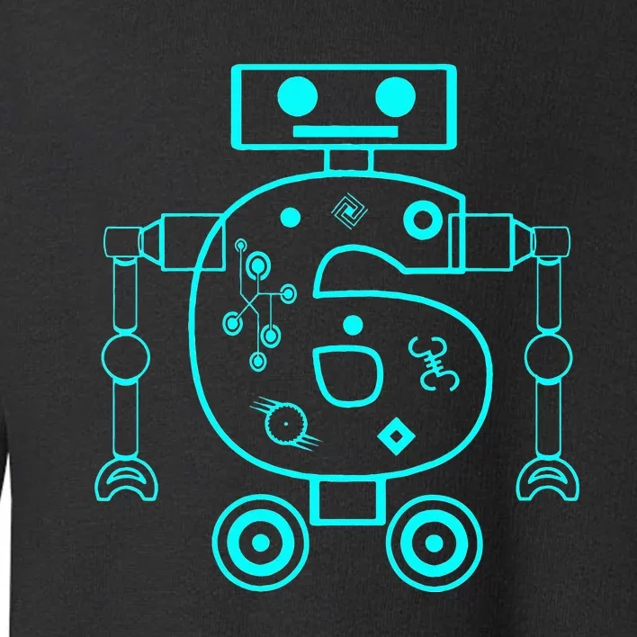 6 Year Old 6th Birthday Robot Themed Party Gift Toddler Sweatshirt