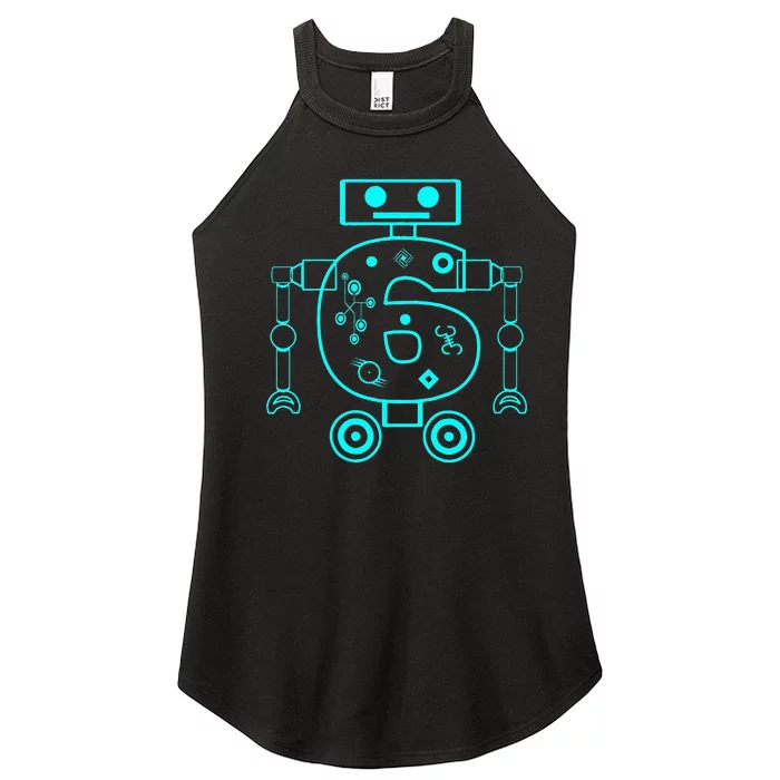 6 Year Old 6th Birthday Robot Themed Party Gift Women’s Perfect Tri Rocker Tank