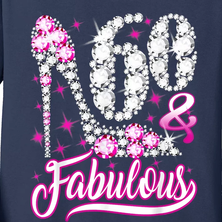 60 Years Old Gifts 60 & Fabulous 60th Birthday Pink Diamond Kids Long Sleeve Shirt