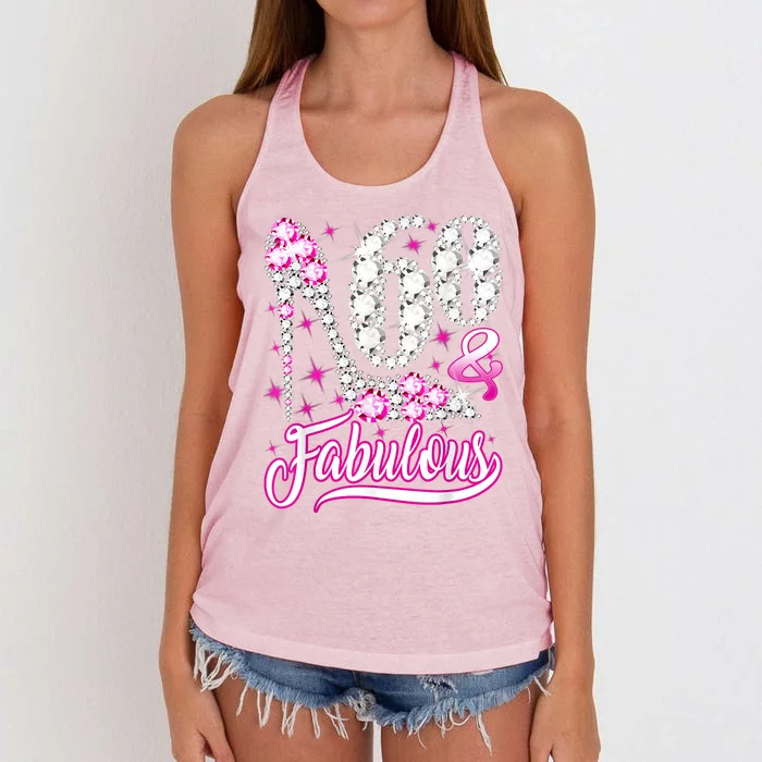 60 Years Old Gifts 60 & Fabulous 60th Birthday Pink Diamond Women's Knotted Racerback Tank