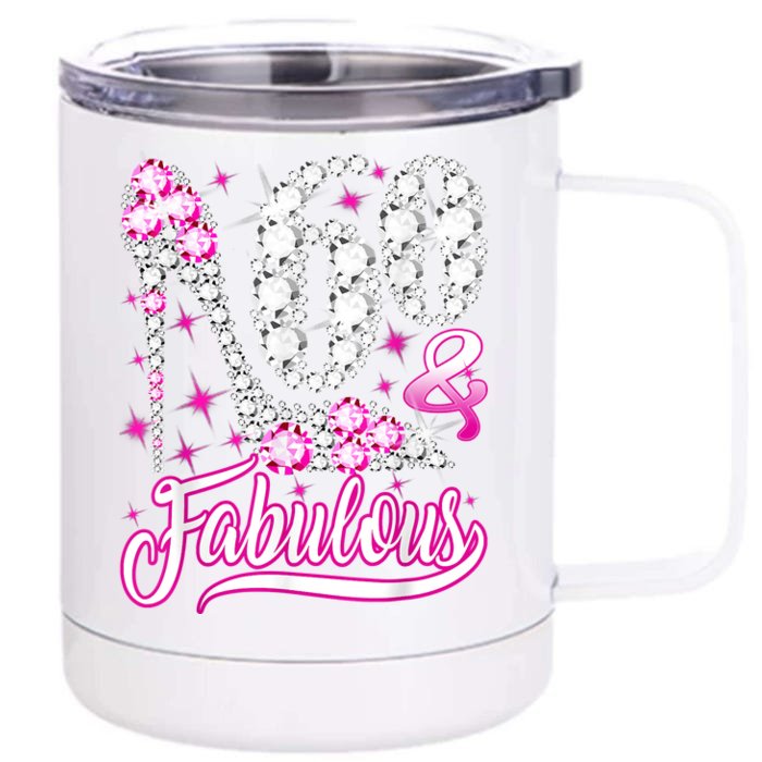 60 Years Old Gifts 60 & Fabulous 60th Birthday Pink Diamond Front & Back 12oz Stainless Steel Tumbler Cup