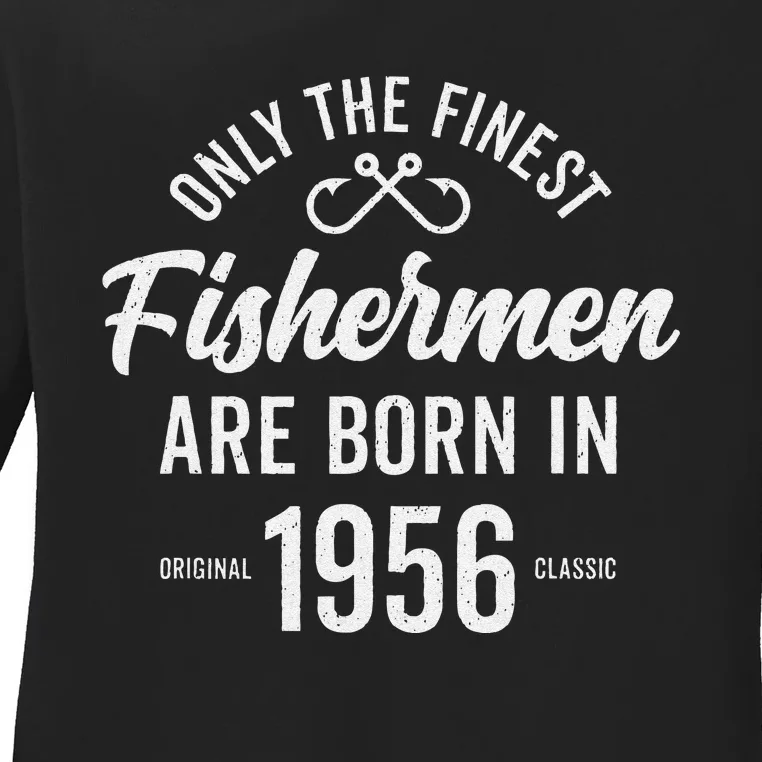 67 Year Old Fisherman Fishing 1956 67th Birthday Gift Ladies Long Sleeve Shirt