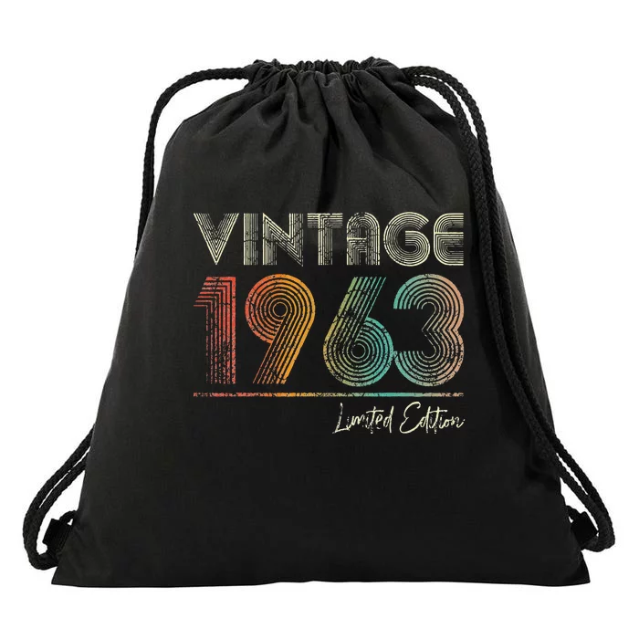 60 Years Old Vintage 1963 60th Birthday Gifts Drawstring Bag