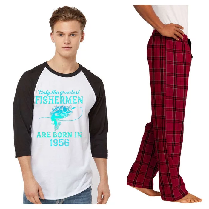 67 Years Old Fisherman Born In 1956 67th Birthday Raglan Sleeve Pajama Set