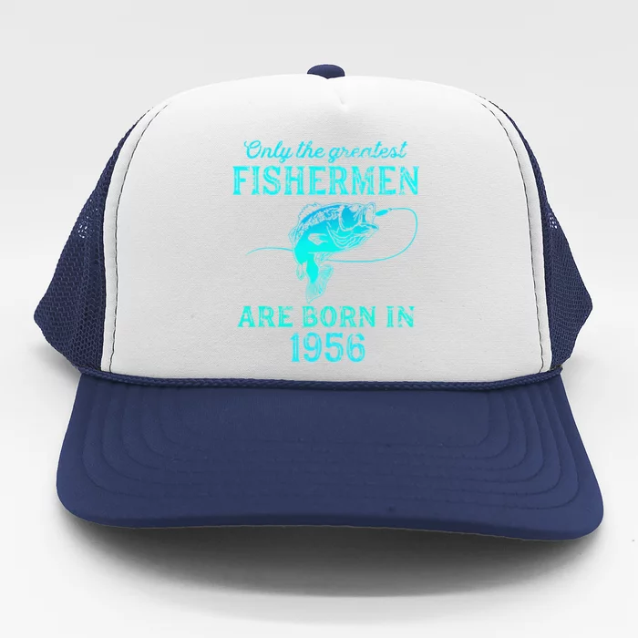 67 Years Old Fisherman Born In 1956 67th Birthday Trucker Hat