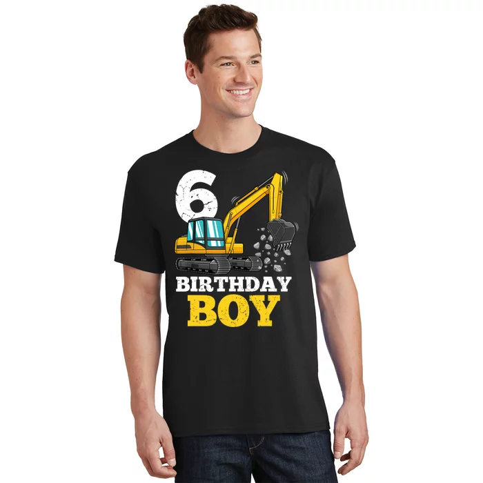 6 Years Old Birthday Boy Gift Construction Birthday Party T-Shirt