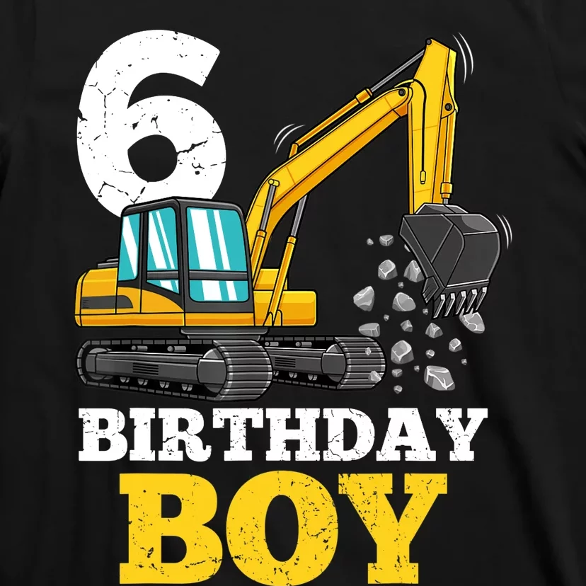 6 Years Old Birthday Boy Gift Construction Birthday Party T-Shirt