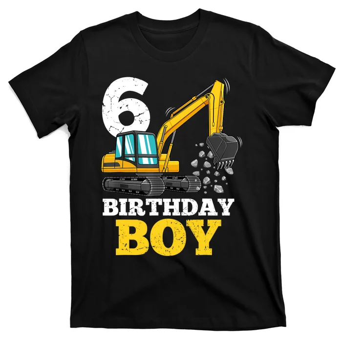 6 Years Old Birthday Boy Gift Construction Birthday Party T-Shirt