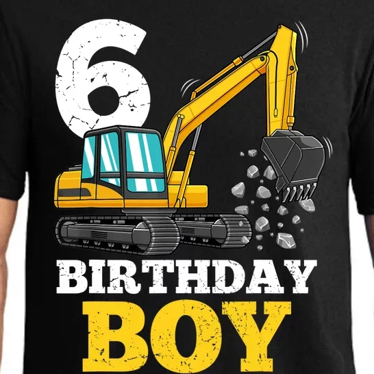 6 Years Old Birthday Boy Gift Construction Birthday Party Pajama Set