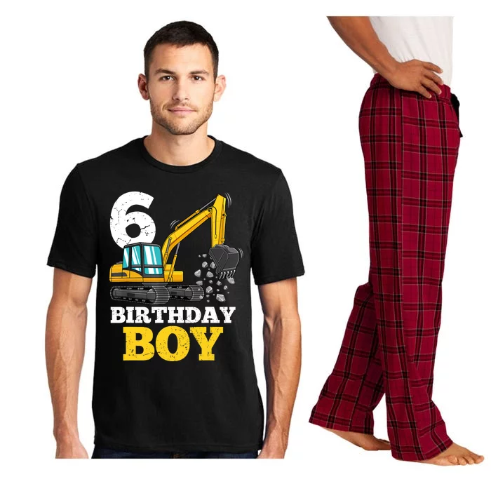 6 Years Old Birthday Boy Gift Construction Birthday Party Pajama Set