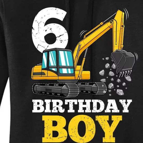 6 Years Old Birthday Boy Gift Construction Birthday Party Women's Pullover Hoodie