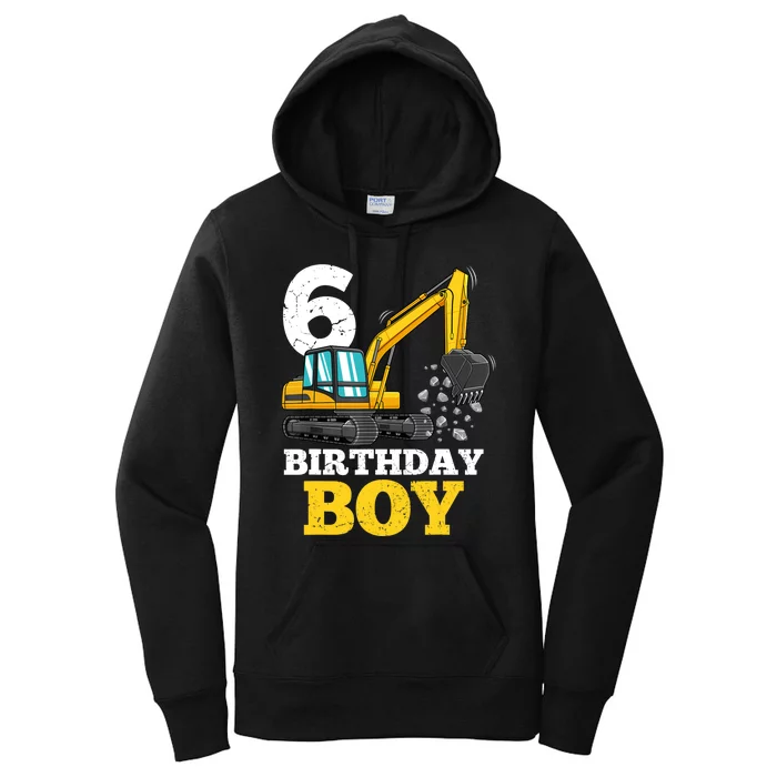 6 Years Old Birthday Boy Gift Construction Birthday Party Women's Pullover Hoodie