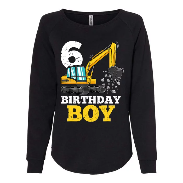 6 Years Old Birthday Boy Gift Construction Birthday Party Womens California Wash Sweatshirt