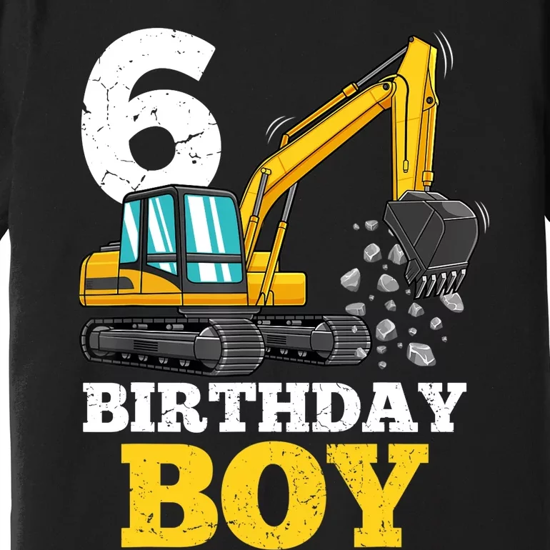 6 Years Old Birthday Boy Gift Construction Birthday Party Premium T-Shirt