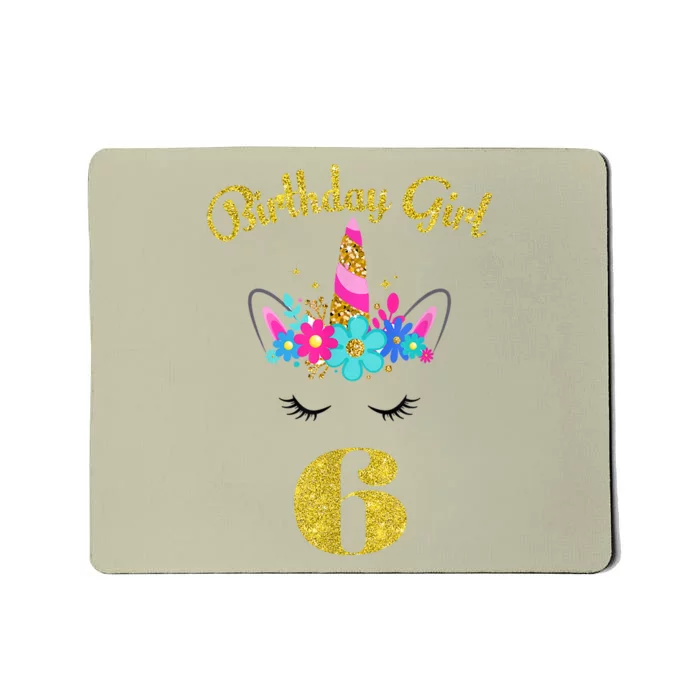 6 Years Old Gifts 6th Birthday Gift For Girl Funny Unicorn Face 31 Mousepad