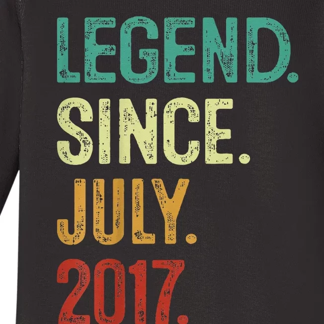 6 Years Old Legend Since July 2017 6th Birthday Baby Long Sleeve Bodysuit