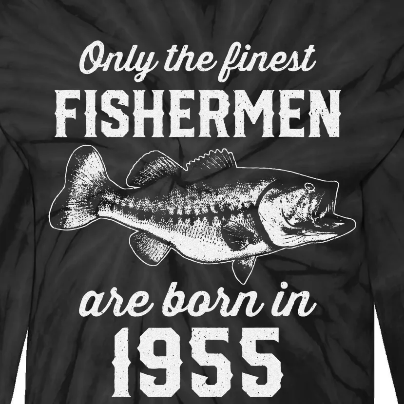 68 Year Old Fisherman Fishing 1955 68th Birthday Tie-Dye Long Sleeve Shirt