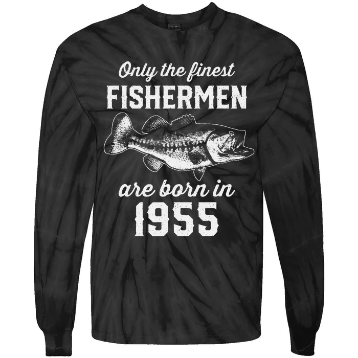 68 Year Old Fisherman Fishing 1955 68th Birthday Tie-Dye Long Sleeve Shirt