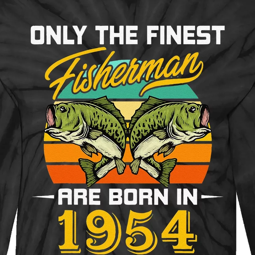 68 Years Old Fisherman Born In 1954 Funny 68th Birthday Tie-Dye Long Sleeve Shirt