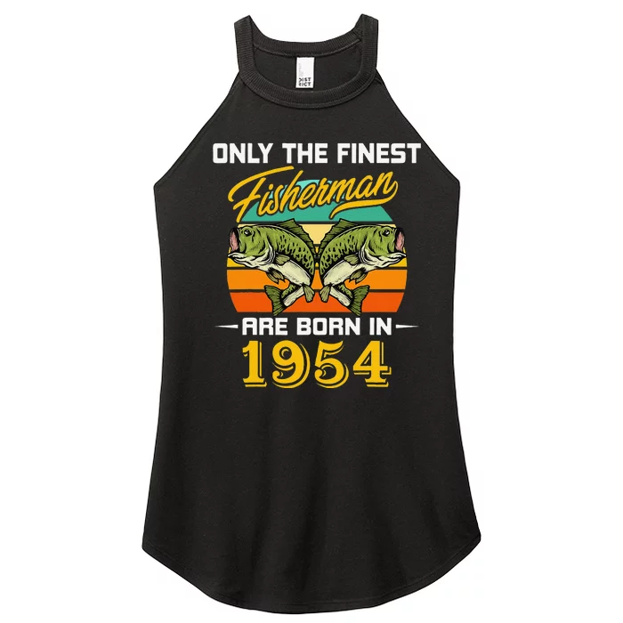 68 Years Old Fisherman Born In 1954 Funny 68th Birthday Women’s Perfect Tri Rocker Tank