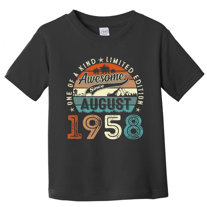 65 Year Old Awesome Since August 1958 65th Birthday Gift Toddler T-Shirt