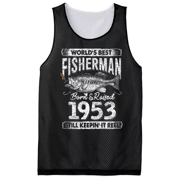 68 Years Old Fisherman Born In 1953 Fisherman 68th Birthday Mesh Reversible Basketball Jersey Tank