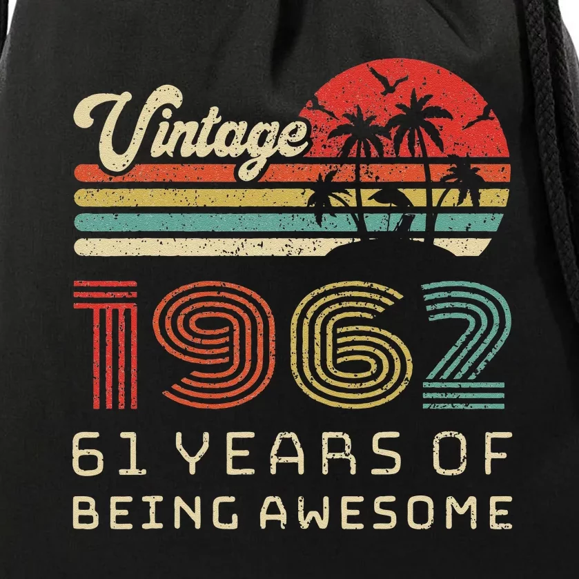 61 Year Old Birthday Vintage 1962 61st Birthday Drawstring Bag