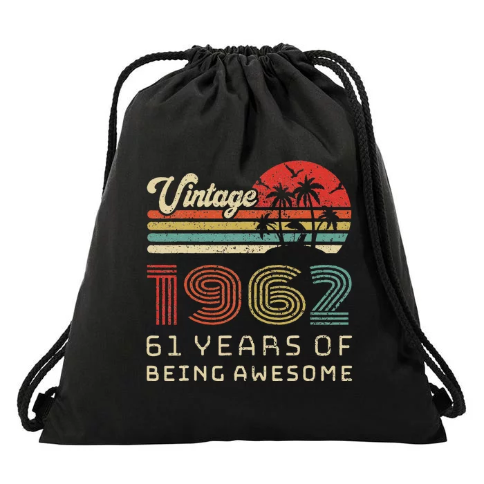 61 Year Old Birthday Vintage 1962 61st Birthday Drawstring Bag