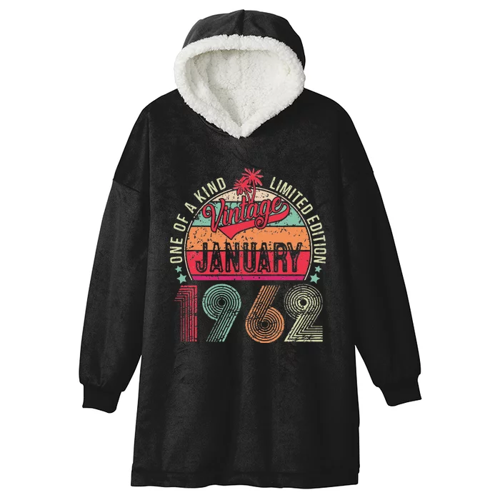 61 Years Old Gift January 1962 Limited Edition 61th Birthday Hooded Wearable Blanket