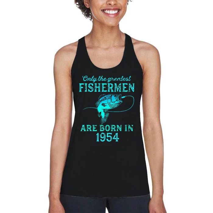 69 Years Old Fisherman Born In 1954 69th Birthday Women's Racerback Tank