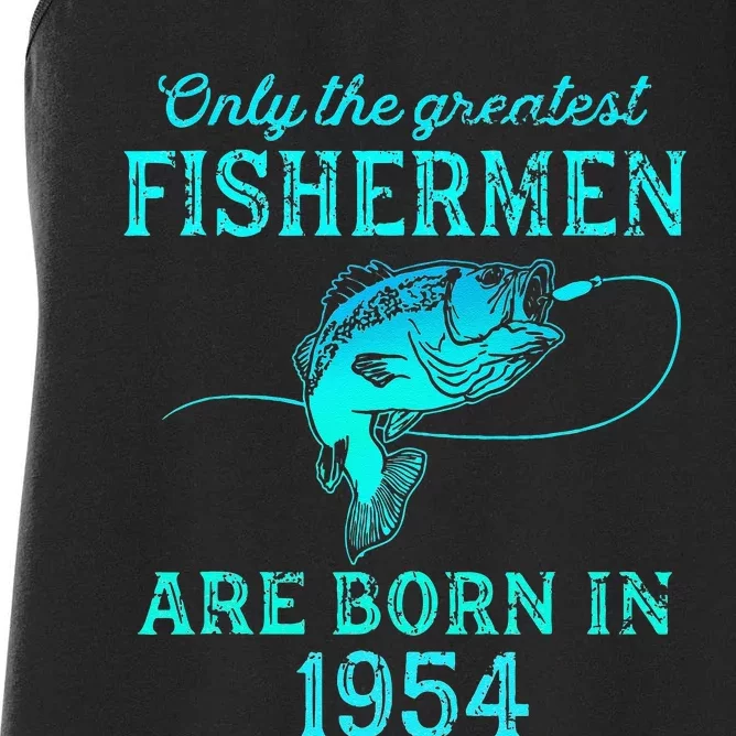 69 Years Old Fisherman Born In 1954 69th Birthday Women's Racerback Tank