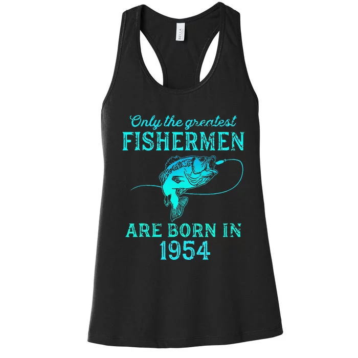 69 Years Old Fisherman Born In 1954 69th Birthday Women's Racerback Tank