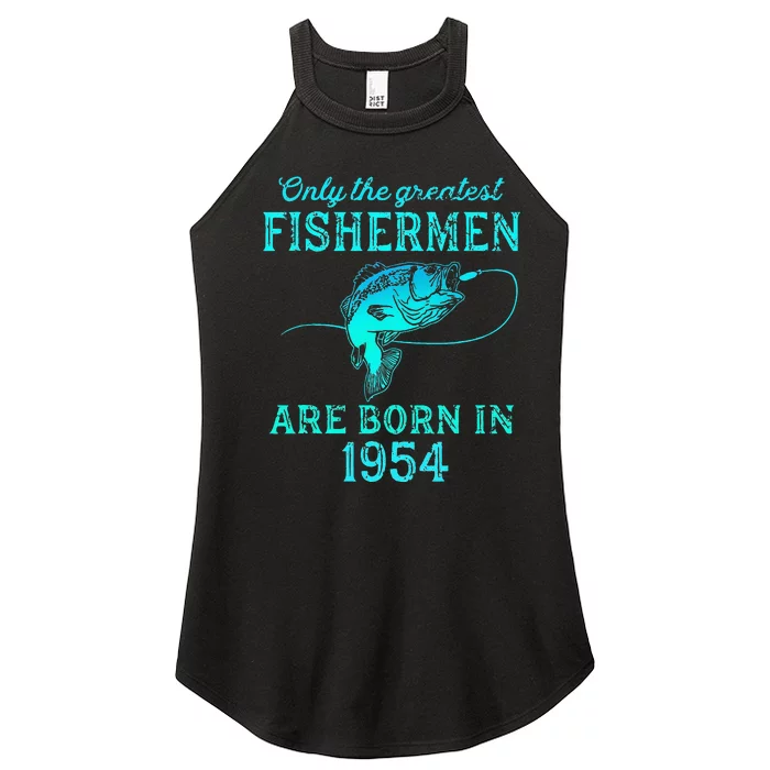 69 Years Old Fisherman Born In 1954 69th Birthday Women’s Perfect Tri Rocker Tank