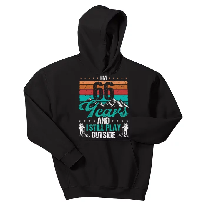 66 Year Old Hiker Mountains Outdoor Hiking 66 Birthday Kids Hoodie