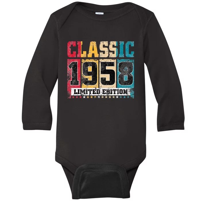 65 Years Old Gift Classic 1958 Limited Edition 65th Birthday Baby Long Sleeve Bodysuit