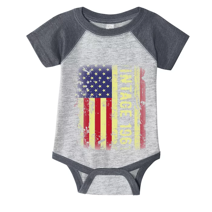 62 Year Old Gifts Vintage 1961 American Flag 62nd Birthday Infant Baby Jersey Bodysuit